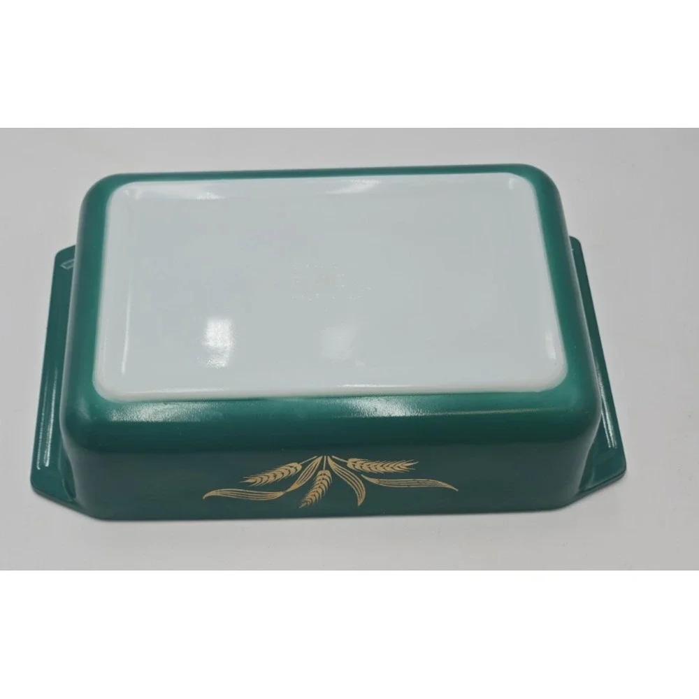 VTG Promotional Pyrex 2 Qt Green Wheat Space Saver Casserole Dish 575B Farmhouse